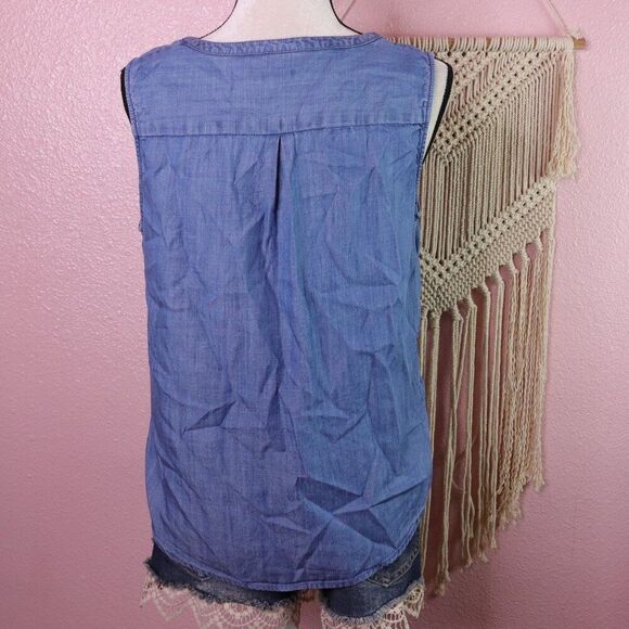 Talbots | Chambray Sleeveless Top Medium - Picture 4 of 6